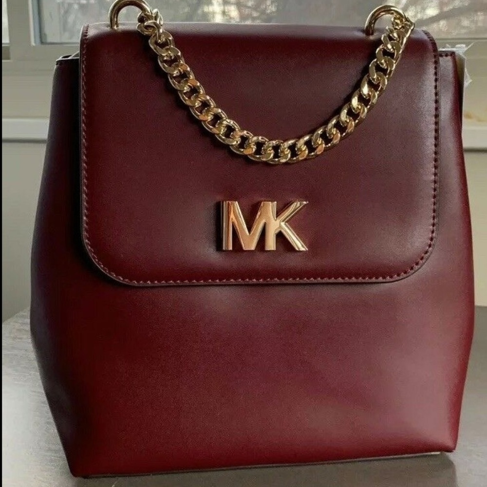 MICHAEL KORS MOTT LEATHER BACKPACK -OXBLOOD